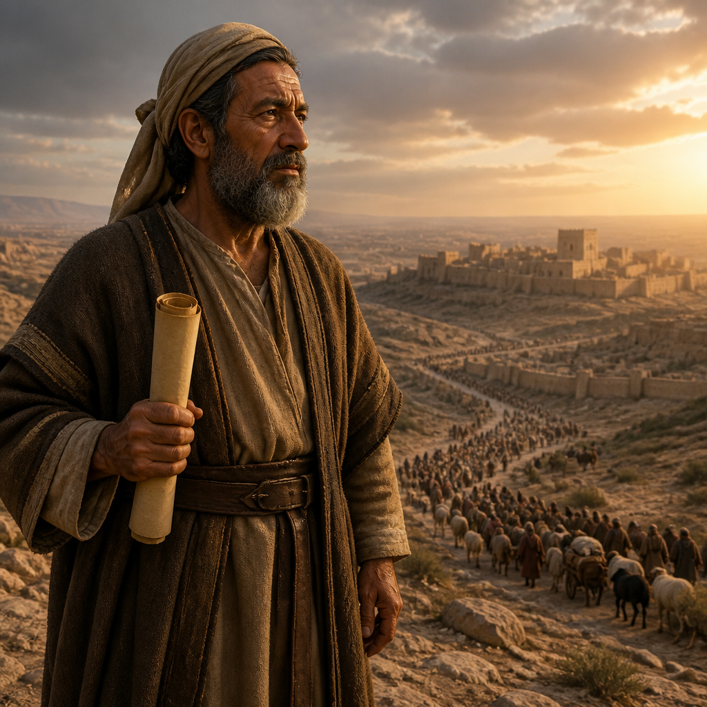 Oil-painting style portrait of Baanah, Leader of the Return, Leader who accompanied Zerubbabel in the return from the Babylonian Exile