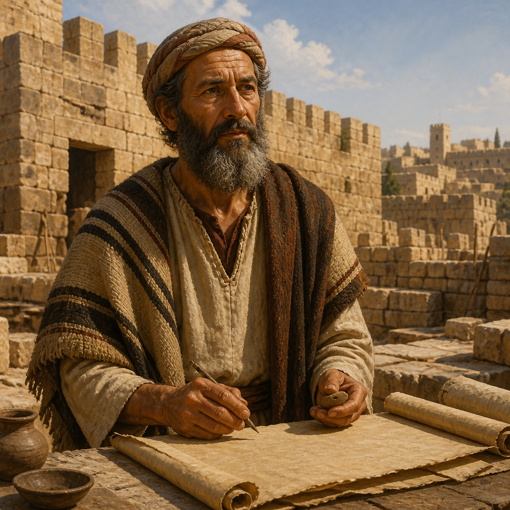 Oil-painting style portrait of Baanah, Signatory to the Covenant, Jewish leader who signed Nehemiah’s covenant to obey the Law of Moses