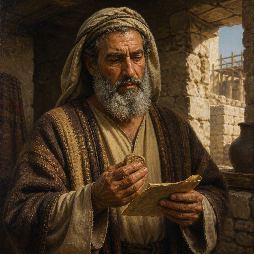 Oil-painting style portrait of Bani, Judahite of the Return, Ancestor of Uthai and a descendant of Perez within the tribe of Judah