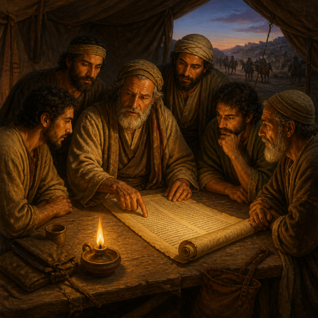 Oil-painting style portrait of Bani, Ancestor of a Post-Exilic Clan, Patriarch whose hundreds of descendants returned from the Babylonian Exile