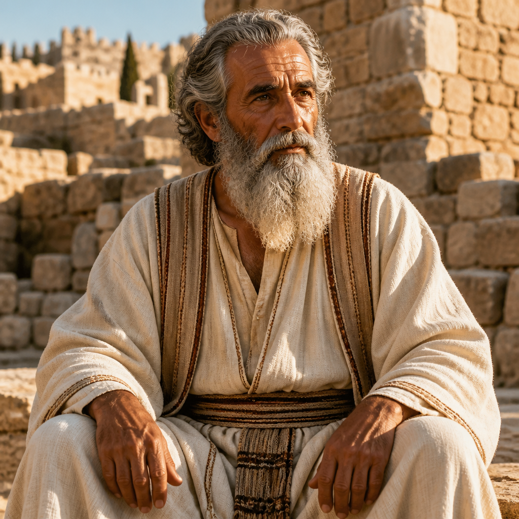Oil-painting style portrait of Bani, Levite and Father of Rehum, Levite whose son Rehum rebuilt the wall of Jerusalem