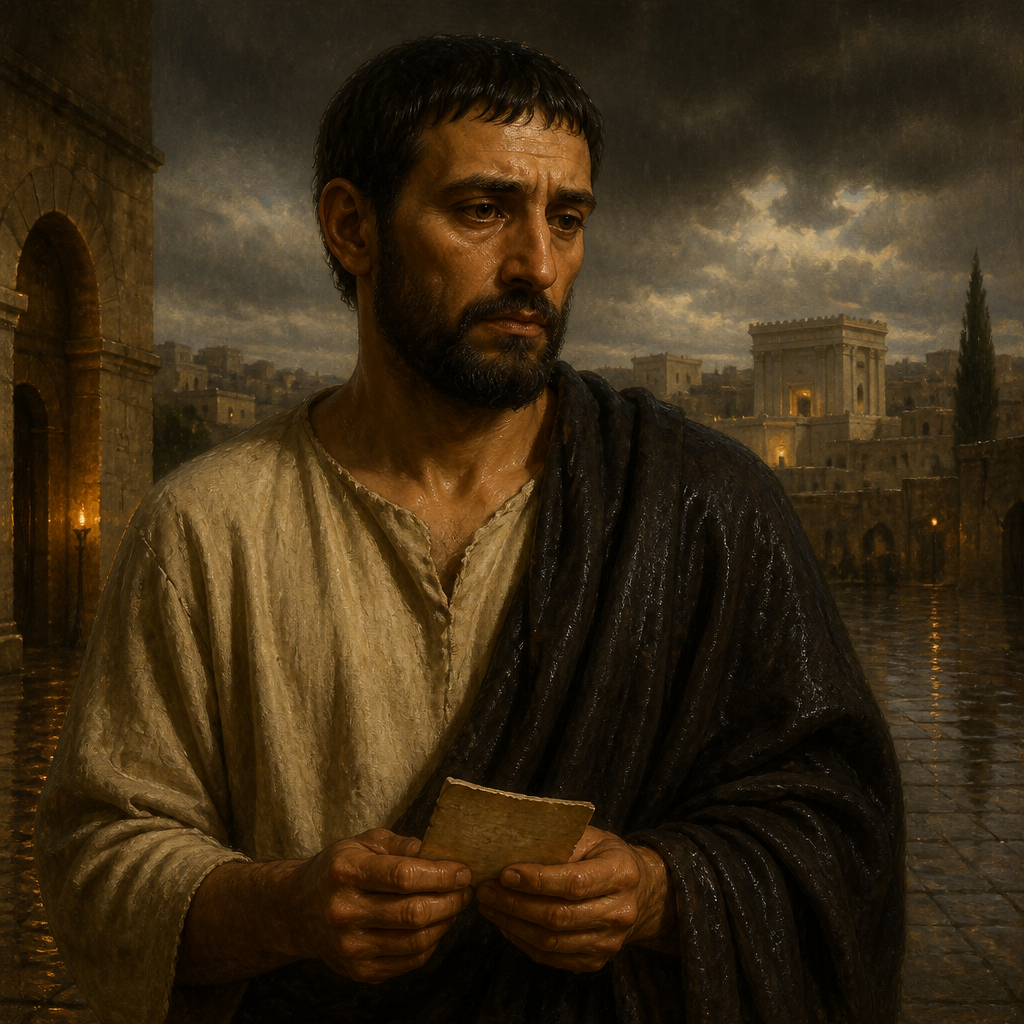 Oil-painting style portrait of Bedeiah, Man listed among those who married foreign wives and repented under Ezra