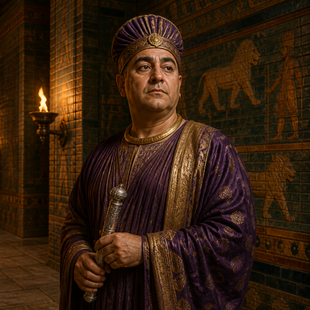 Oil-painting style portrait of Bigtha, Eunuch of King Ahasuerus who was ordered to bring Queen Vashti to the royal banquet