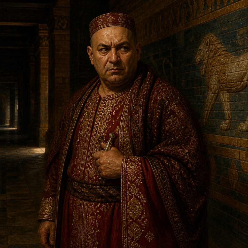 Oil-painting style portrait of Bigthan, Palace guard who conspired to assassinate King Xerxes