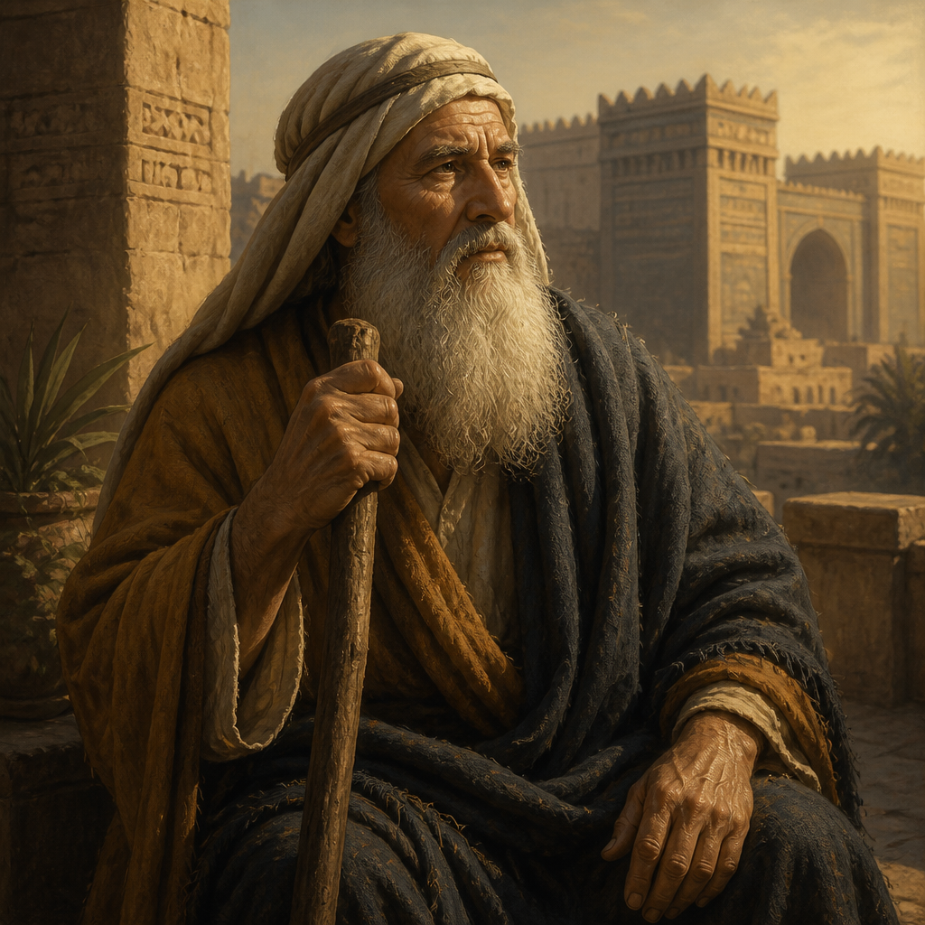 Oil-painting style portrait of Bigvai, Founder of a Post-Exilic Family, Patriarch whose descendants formed a large contingent of the returning exiles from Babylon