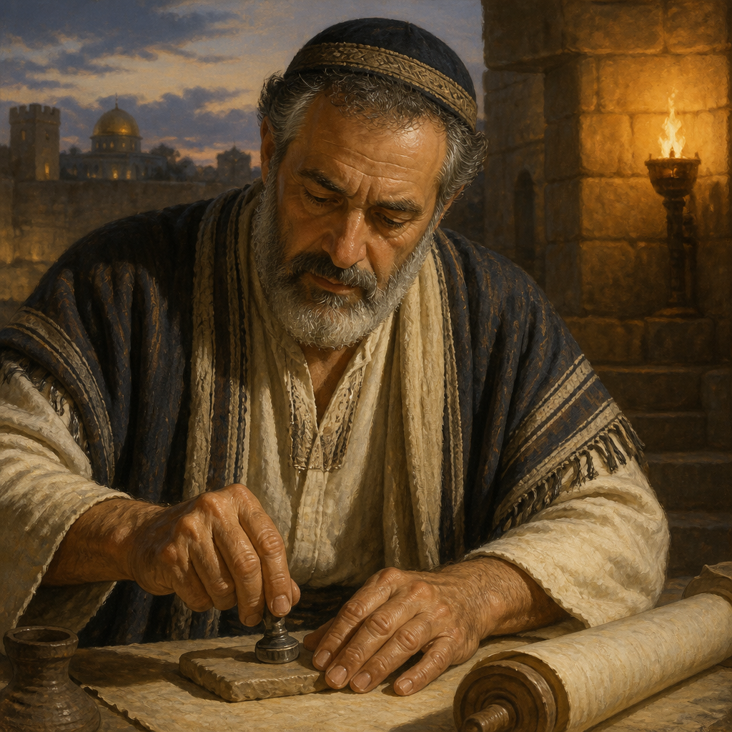 Oil-painting style portrait of Bigvai, Signer of the Sealed Covenant, Leader who sealed the written covenant under Nehemiah