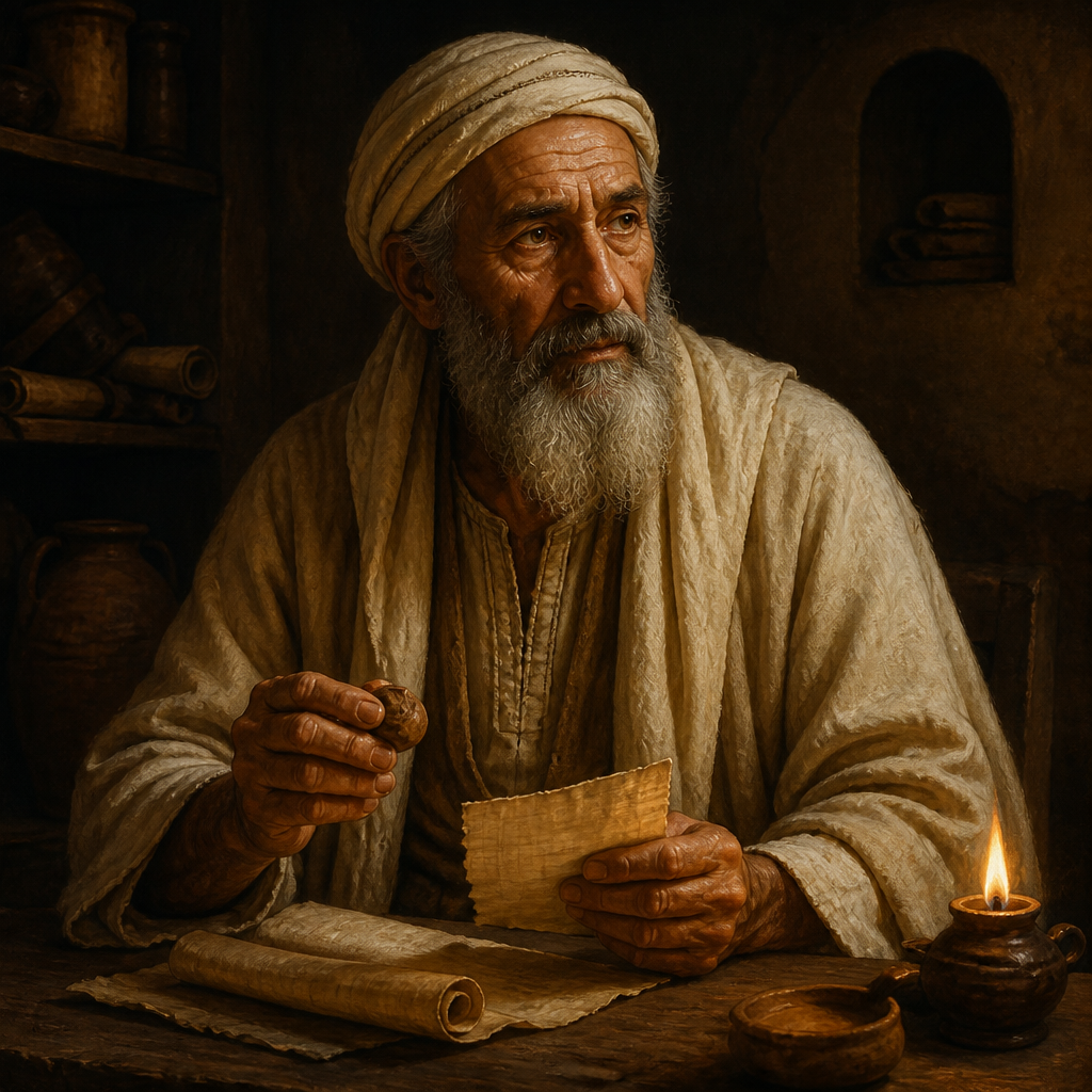 Oil-painting style portrait of Bunni, Ancestor of Shemaiah, Levite ancestor of the Temple official Shemaiah