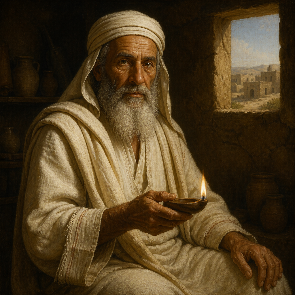Oil-painting style portrait of Buzi, father of the prophet Ezekiel