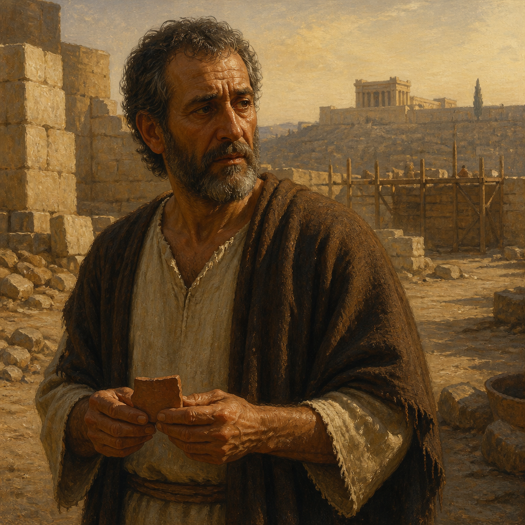 Oil-painting style portrait of Cheluhi, Israelite listed among those who married foreign wives in the time of Ezra