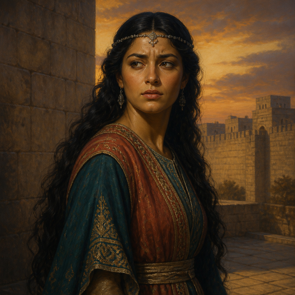 Oil-painting style portrait of Daughter of Sanballat, Daughter of Sanballat whose marriage to a priest caused his banishment by Nehemiah
