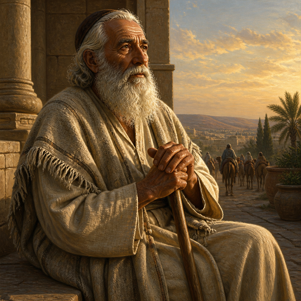 Oil-painting style portrait of Elam, Ancestor of Returnees, Patriarch of a large family of exiles who returned to Jerusalem with Zerubbabel and Ezra