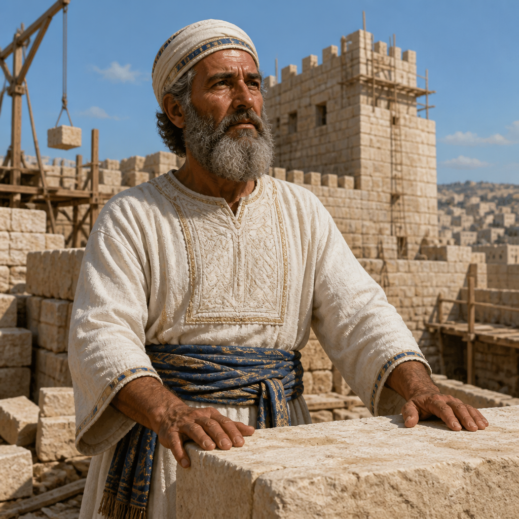 Oil-painting style portrait of Eliashib, High Priest of the Sheep Gate, High priest who led the rebuilding of the Sheep Gate in Jerusalem