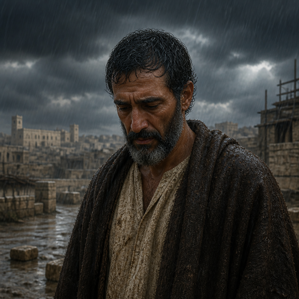 Oil-painting style portrait of Elijah, Descendant of Elam, Israelite layman who married a foreign woman and repented under Ezra