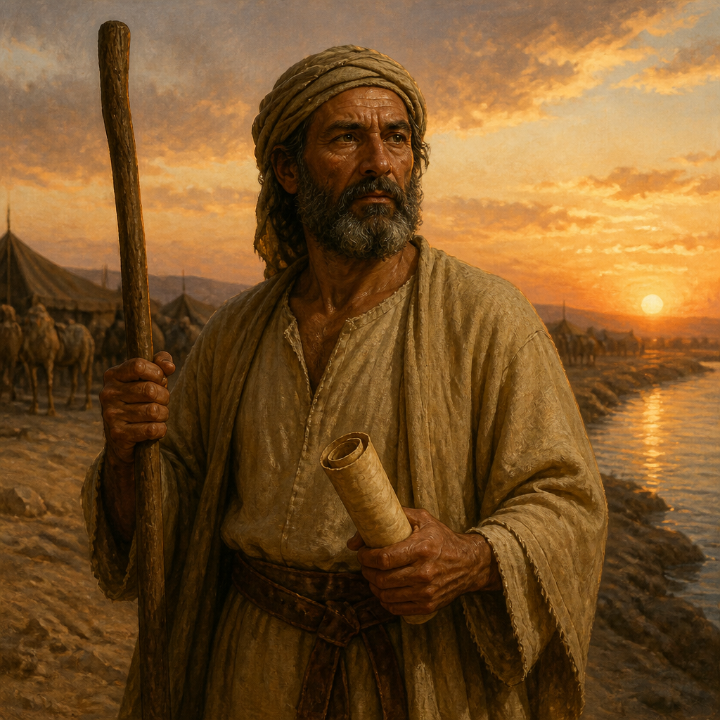 Oil-painting style portrait of Eliphelet, Descendant of Adonikam, Descendant of Adonikam who returned to Jerusalem with Ezra
