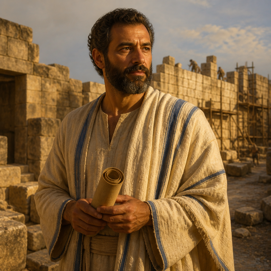 Oil-painting style portrait of Galal, Levite of the Restoration, Levite who settled in Jerusalem after the Babylonian exile