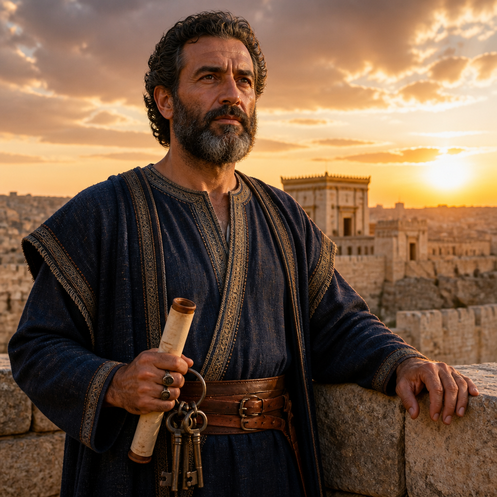 Oil-painting style portrait of Hananiah, Commander of the Fortress, Official appointed to lead Jerusalem because he feared God more than most