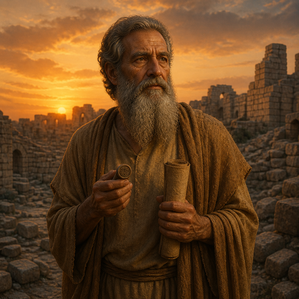 Oil-painting style portrait of Hattil, Progenitor of a family of Solomon’s servants who returned from the Babylonian exile
