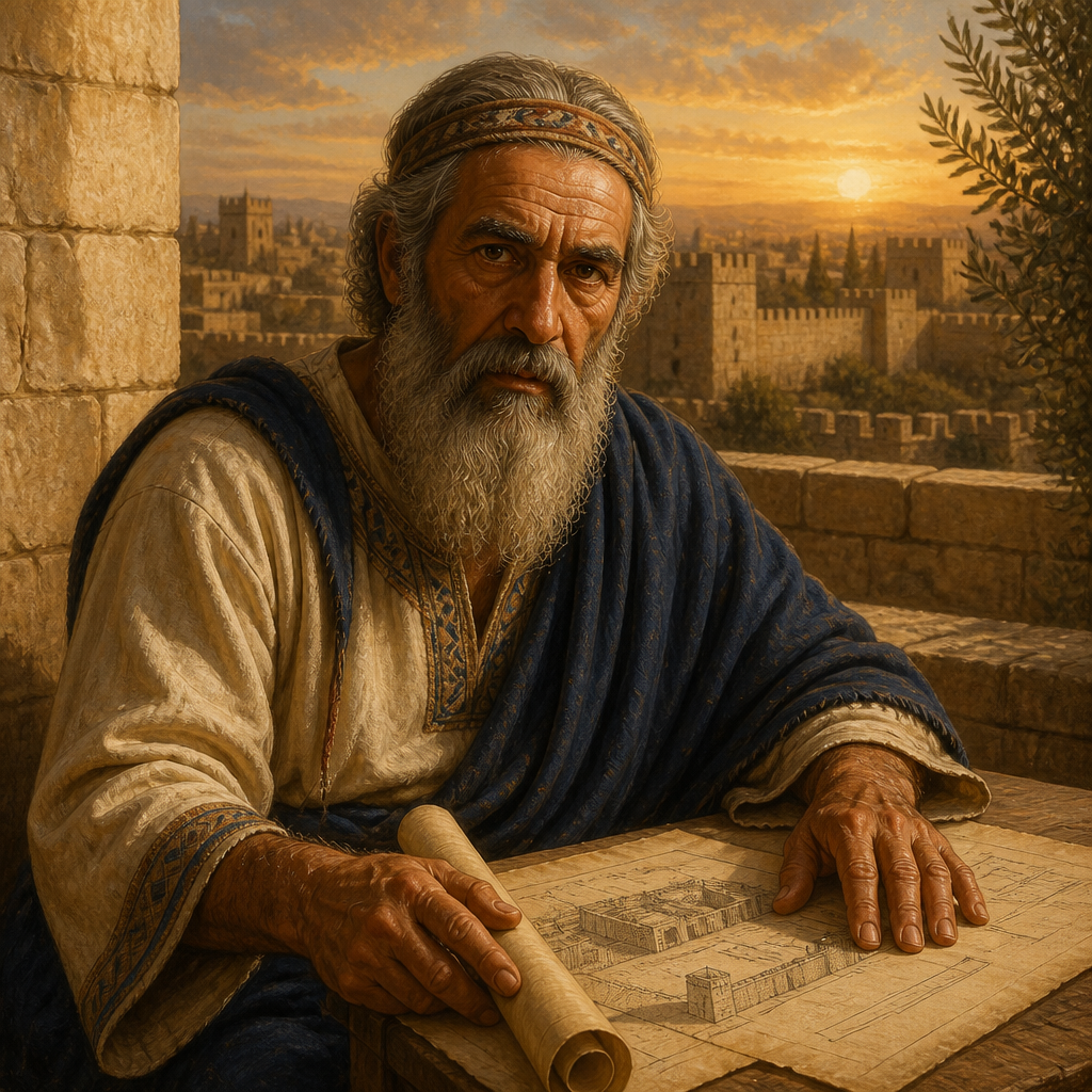 Oil-painting style portrait of Hur, Father of Rephaiah, Father of Rephaiah the ruler of a half-district of Jerusalem