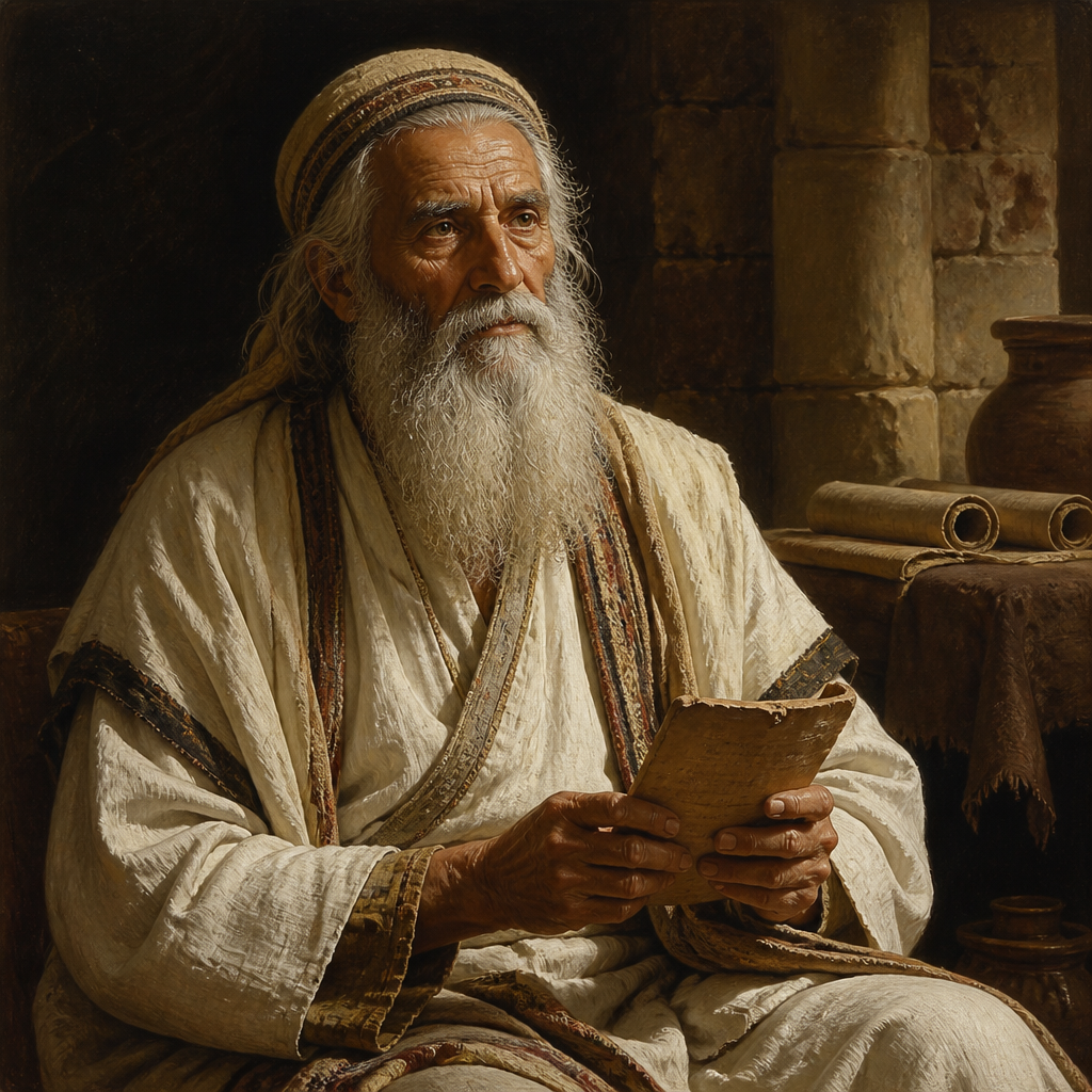 Oil-painting style portrait of Immer, Ancestor of Priests, Priestly ancestor whose descendants served in the Temple after the Babylonian Exile