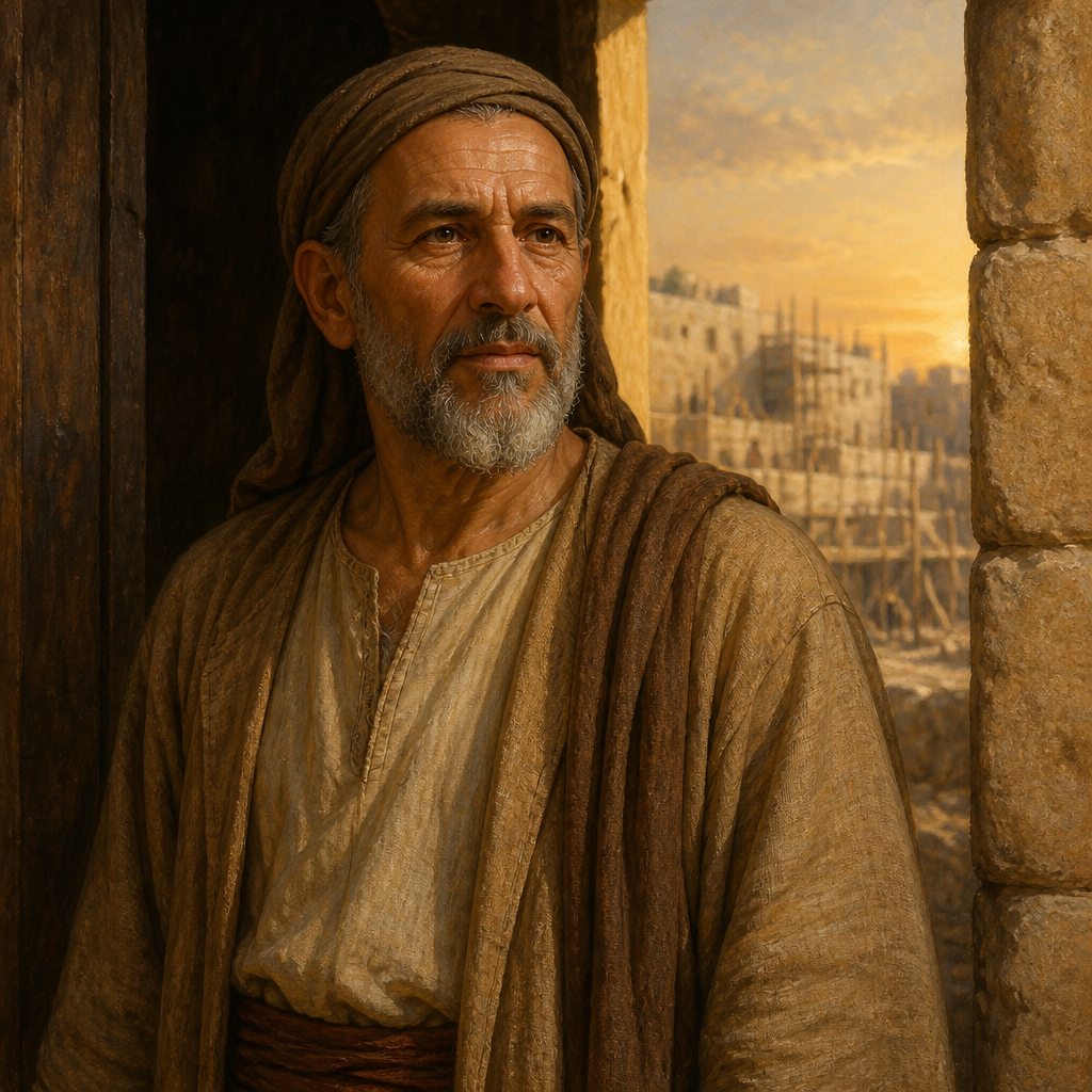 Oil-painting style portrait of Immer, Father of Zadok, Father of Zadok the wall-builder