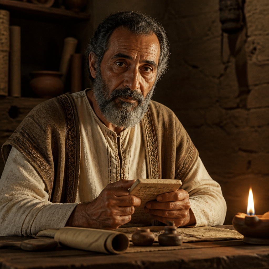 Oil-painting style portrait of Ithiel, Ancestor of Sallu, ancestor of Sallu mentioned in the post-exilic census of Jerusalem