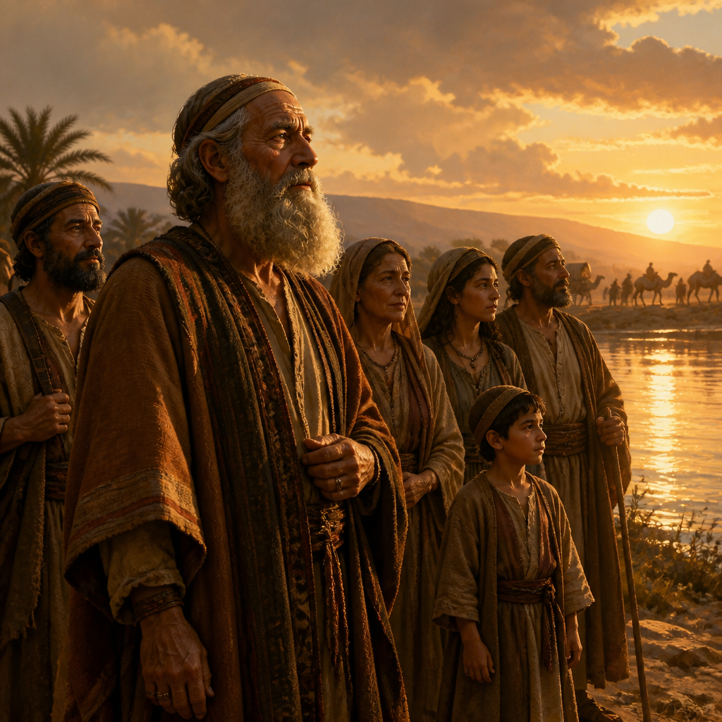 Oil-painting style scene of Jonathan, Father of Ebed, figures from the Bible
