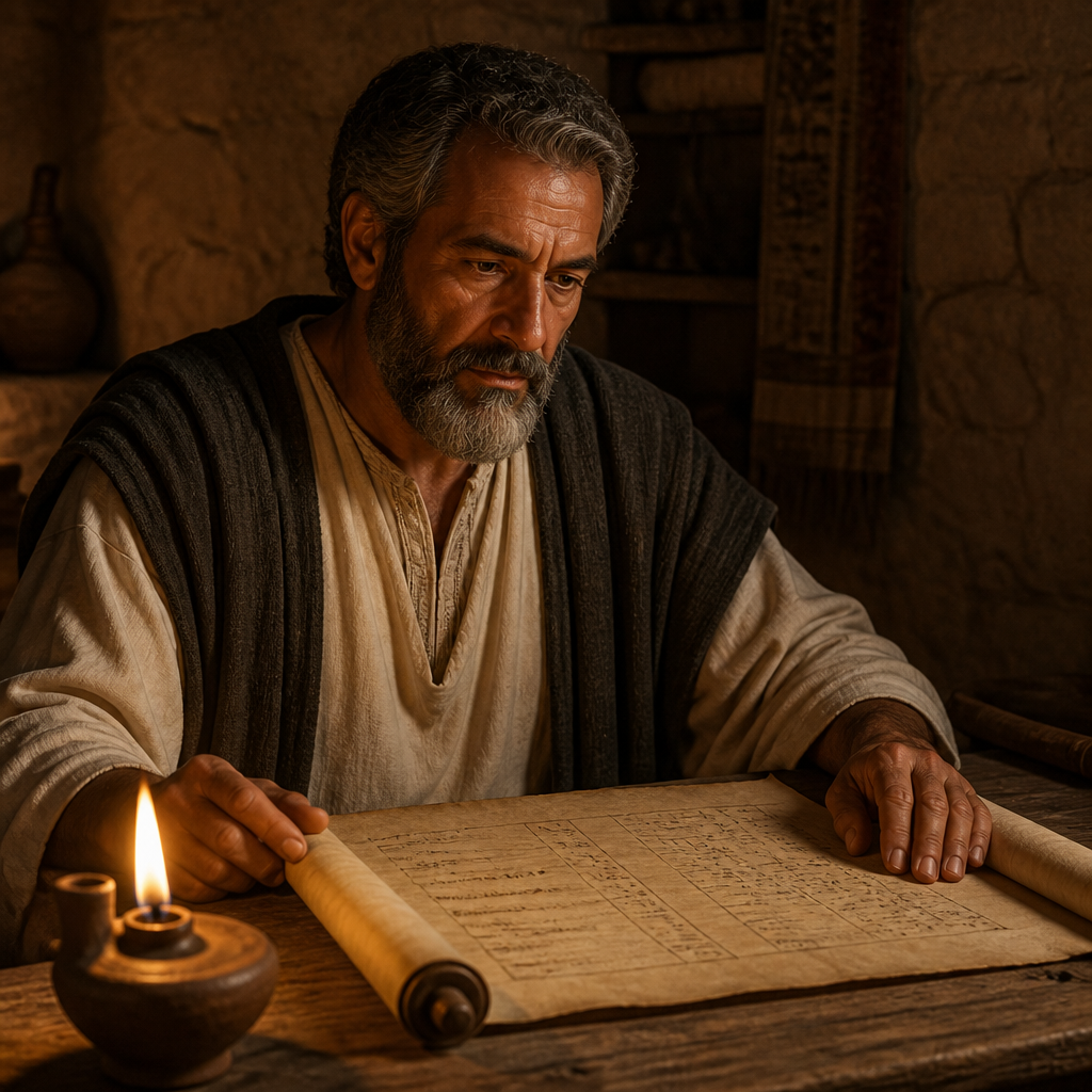 Oil-painting style portrait of Mahalalel, Descendant of Perez, Judahite ancestor in the post-exilic genealogical records of Nehemiah