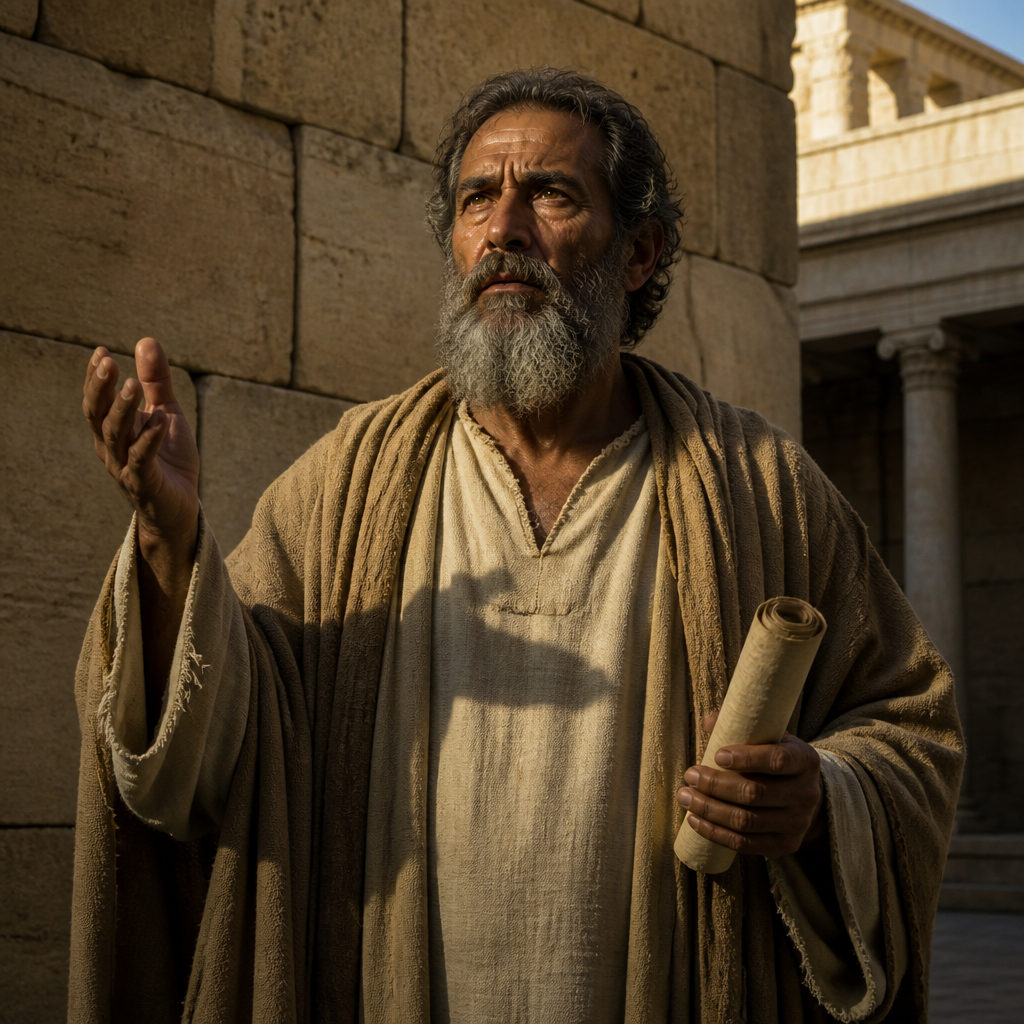 Oil-painting style portrait of Malachi, Prophet who delivered the final book of the Old Testament