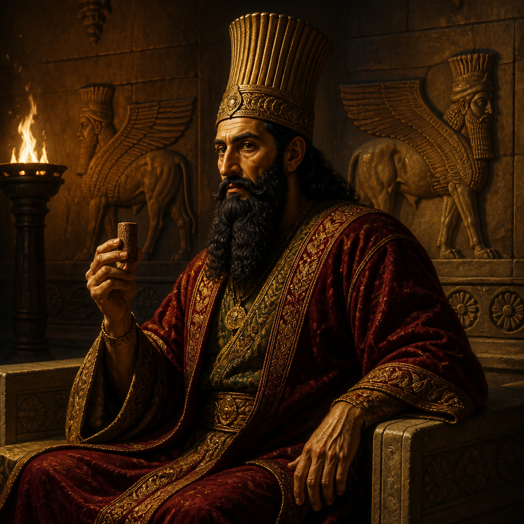 Oil-painting style portrait of Marsena, Prince of Persia and one of the seven advisors to King Ahasuerus