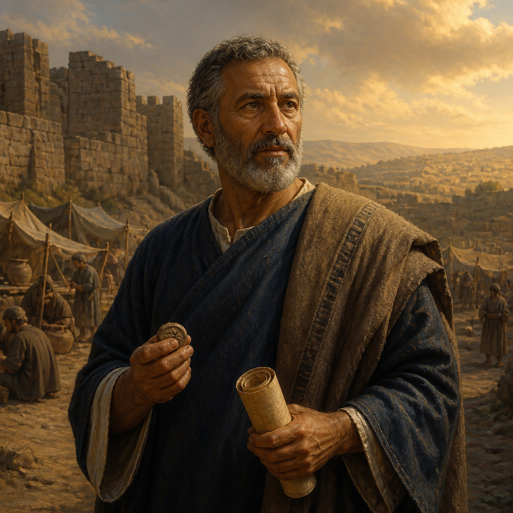 Oil-painting style portrait of Mispar, Leader who accompanied Zerubbabel in the first return of exiles from Babylon