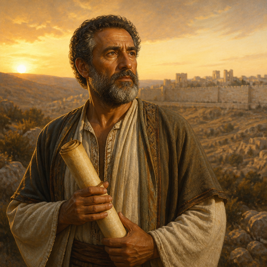 Oil-painting style portrait of Reelaiah, Leader of the first wave of Jewish exiles returning from Babylon