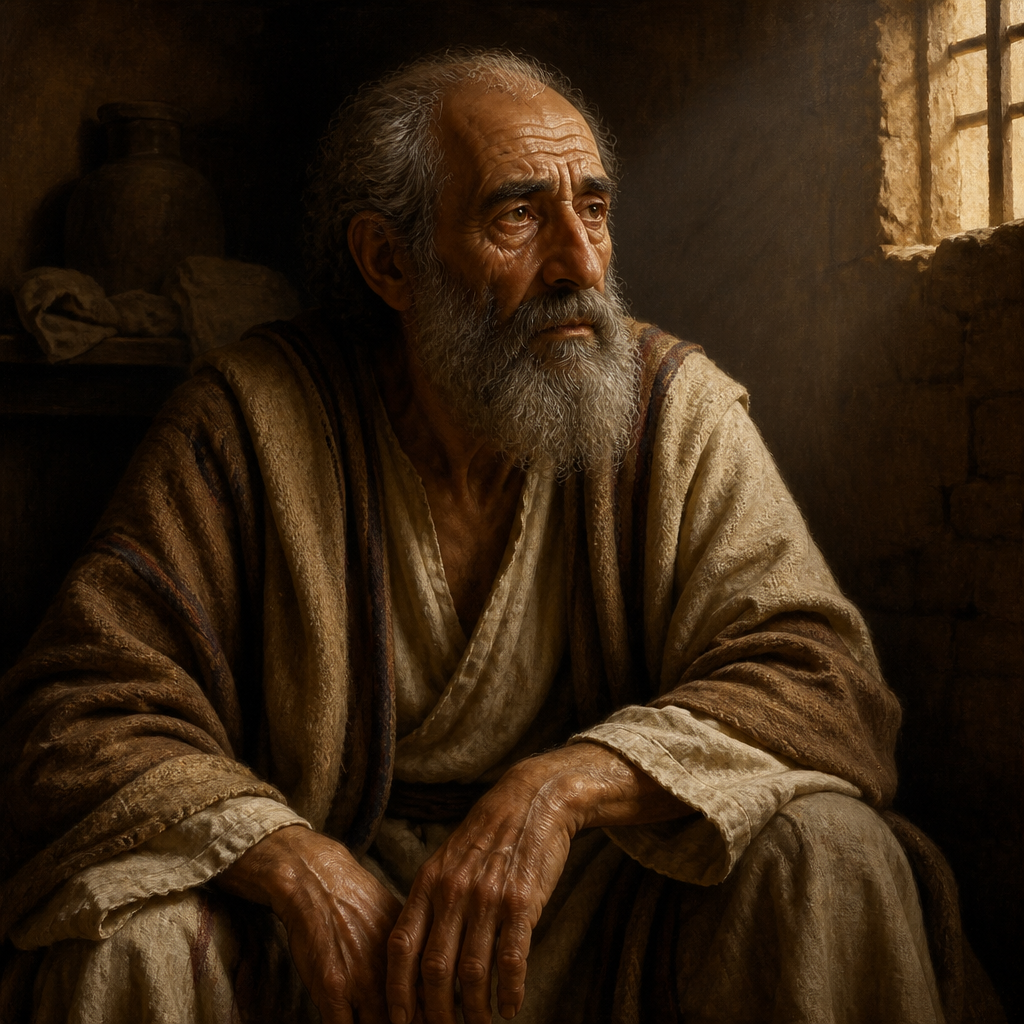 Oil-painting style portrait of Shaphan, Father of Jaazaniah, father of Jaazaniah who was one of the seventy elders in Ezekiel's vision