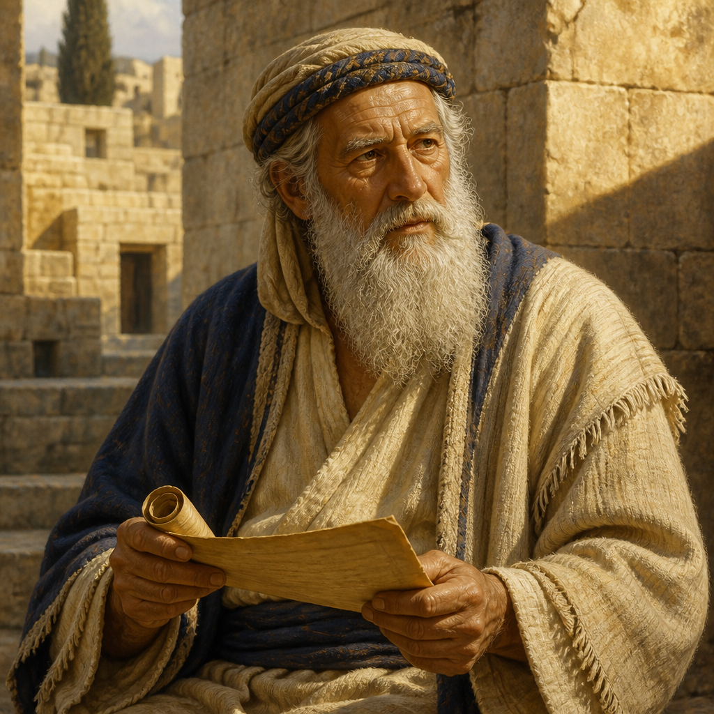 Oil-painting style portrait of Shephatiah, Ancestor of Athaiah, Judean ancestor whose lineage was recorded during the resettlement of Jerusalem
