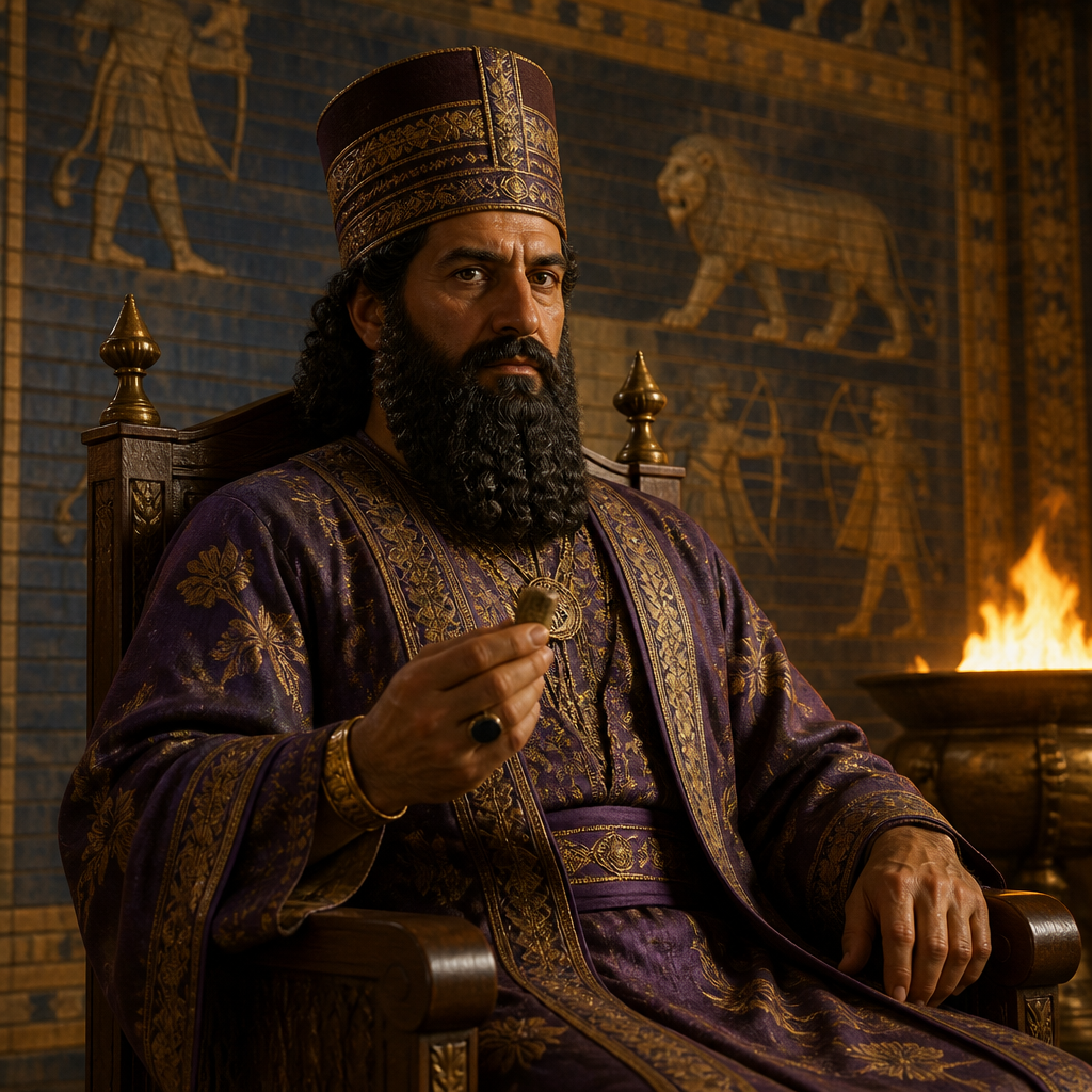 Oil-painting style portrait of Shethar, Prince of Persia who was one of the seven advisors to King Ahasuerus