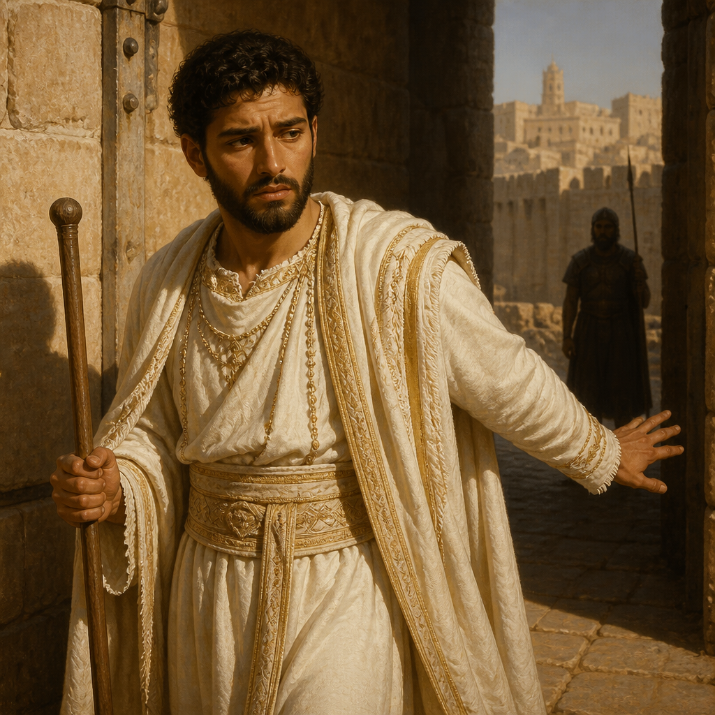 Oil-painting style portrait of Son of Joiada, Priest who was banished for marrying the daughter of Sanballat
