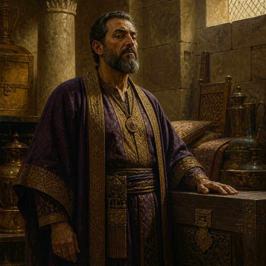 Oil-painting style portrait of Tobiah the Ammonite official, Ammonite official who opposed Nehemiah and illegally occupied a storeroom in the Jerusalem Temple