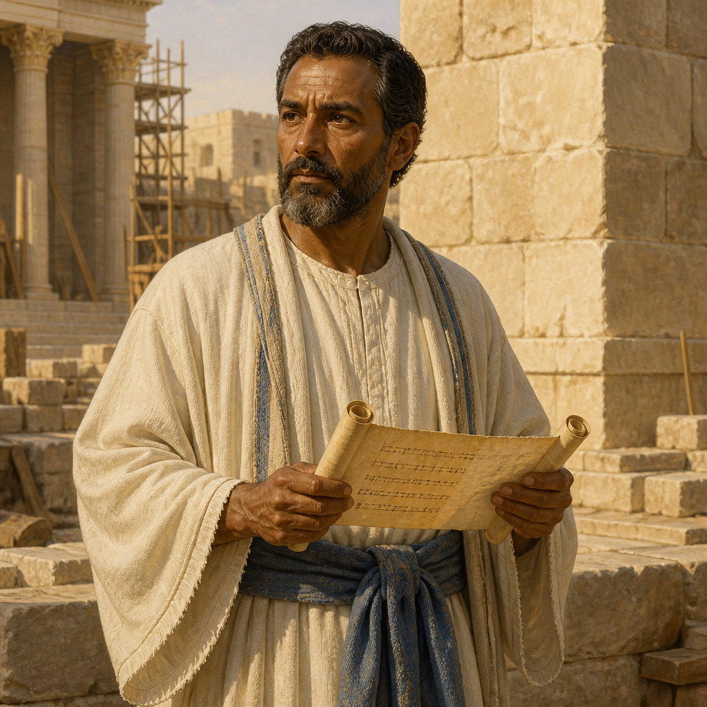 Oil-painting style portrait of Uzzi, Overseer of the Levites, Overseer of the Levites in Jerusalem under Nehemiah
