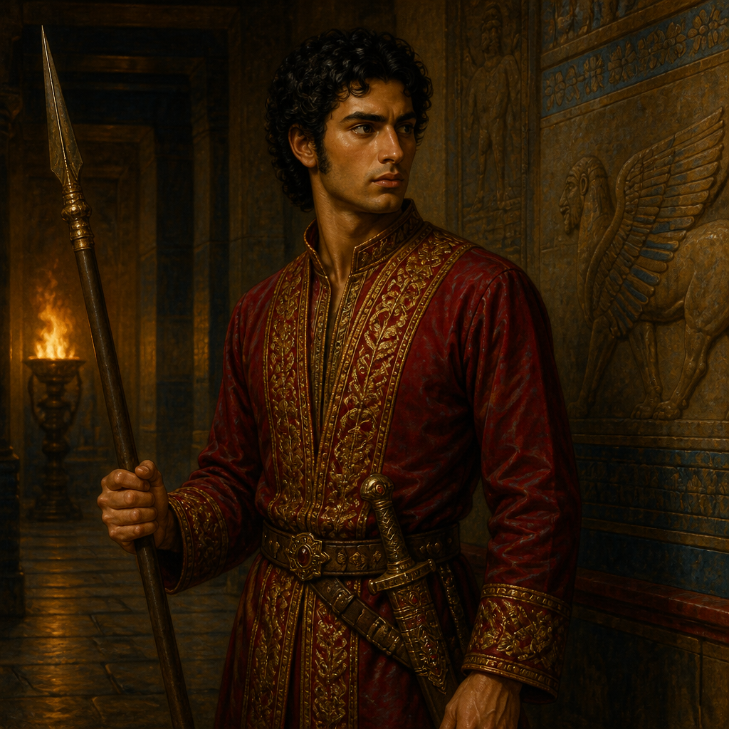 Oil-painting style portrait of Vaizatha, Son of Haman who was executed and hanged during the events of Purim