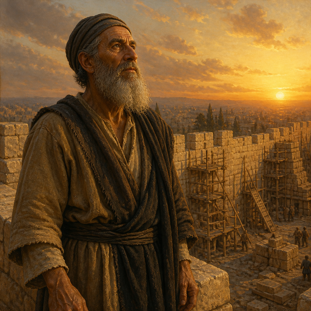 Oil-painting style portrait of Zabbai, Father of Baruch, father of Baruch who diligently repaired the Jerusalem wall