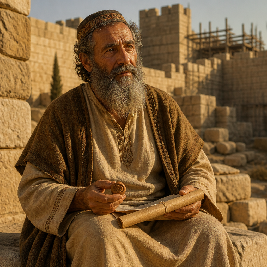 Oil-painting style portrait of Zechariah, Descendant of Judah, Judean ancestor whose descendants settled in Jerusalem after the Babylonian exile