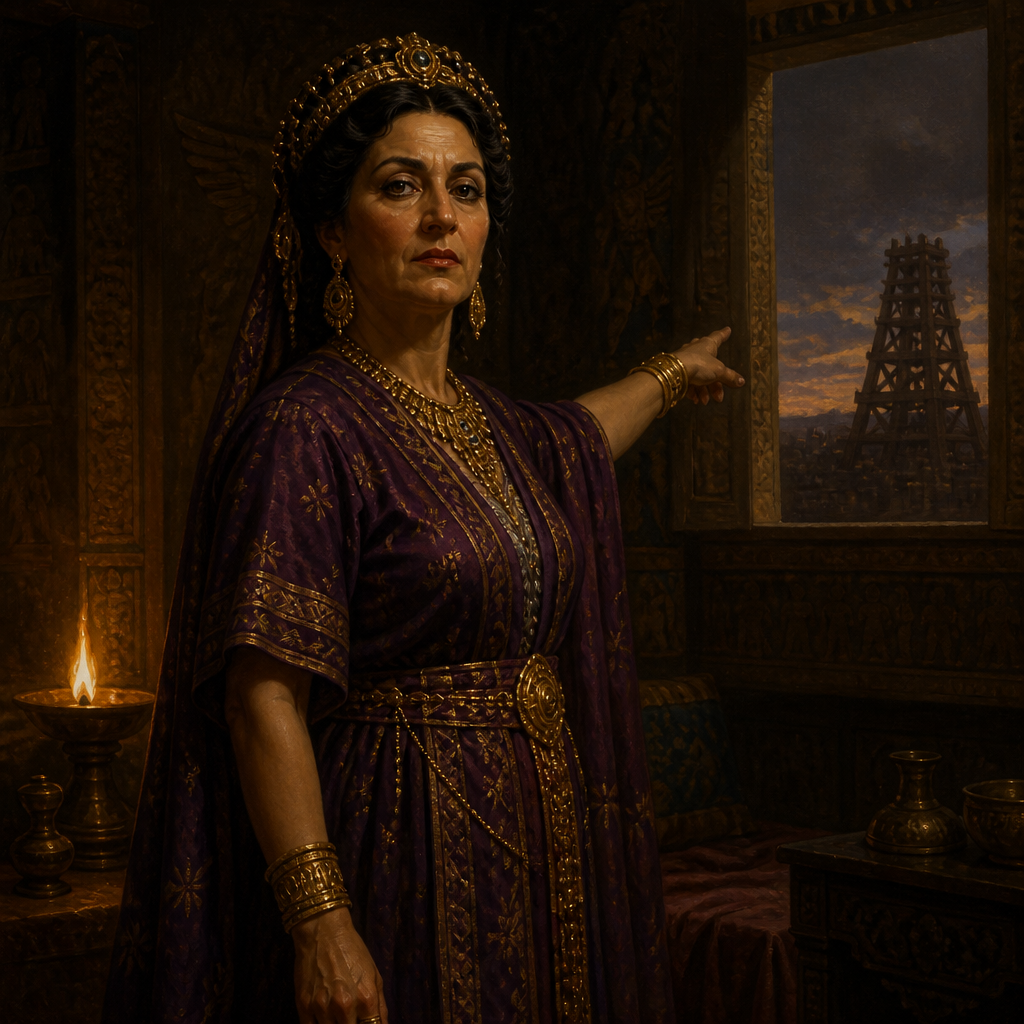 Oil-painting style portrait of Zeresh, Wife of Haman who advised building the gallows for Mordecai