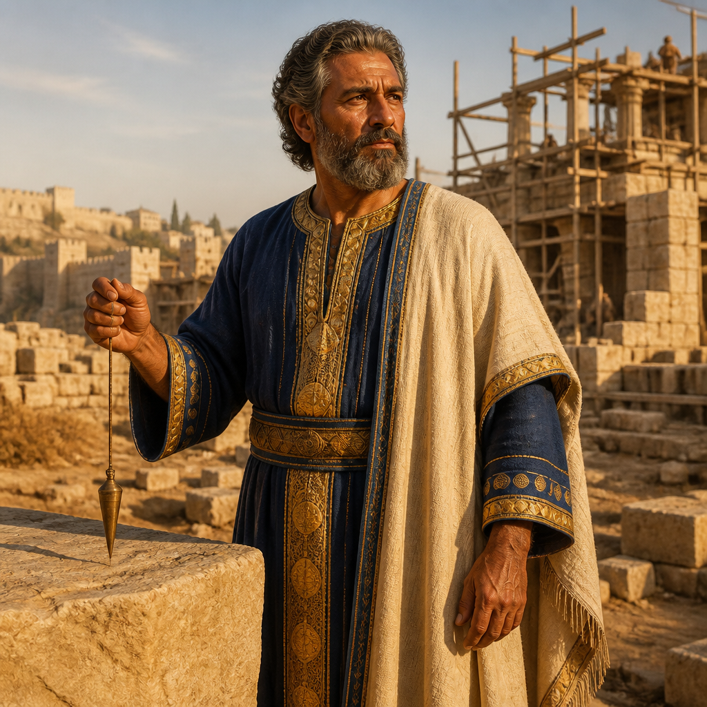 Oil-painting style portrait of Zerubbabel, Governor of Judah, Governor who led the return from Babylon and rebuilt the Temple foundation