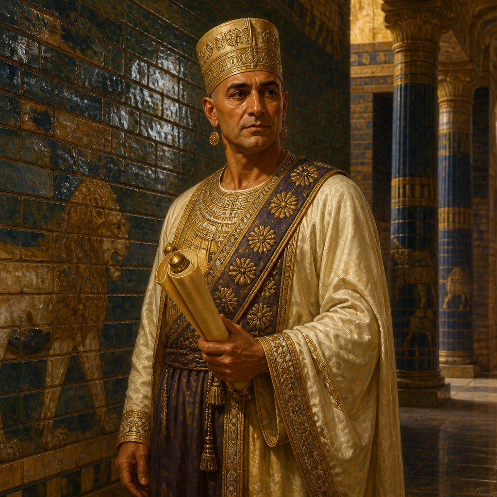 Oil-painting style portrait of Zethar, Eunuch of King Ahasuerus who was commanded to summon Queen Vashti