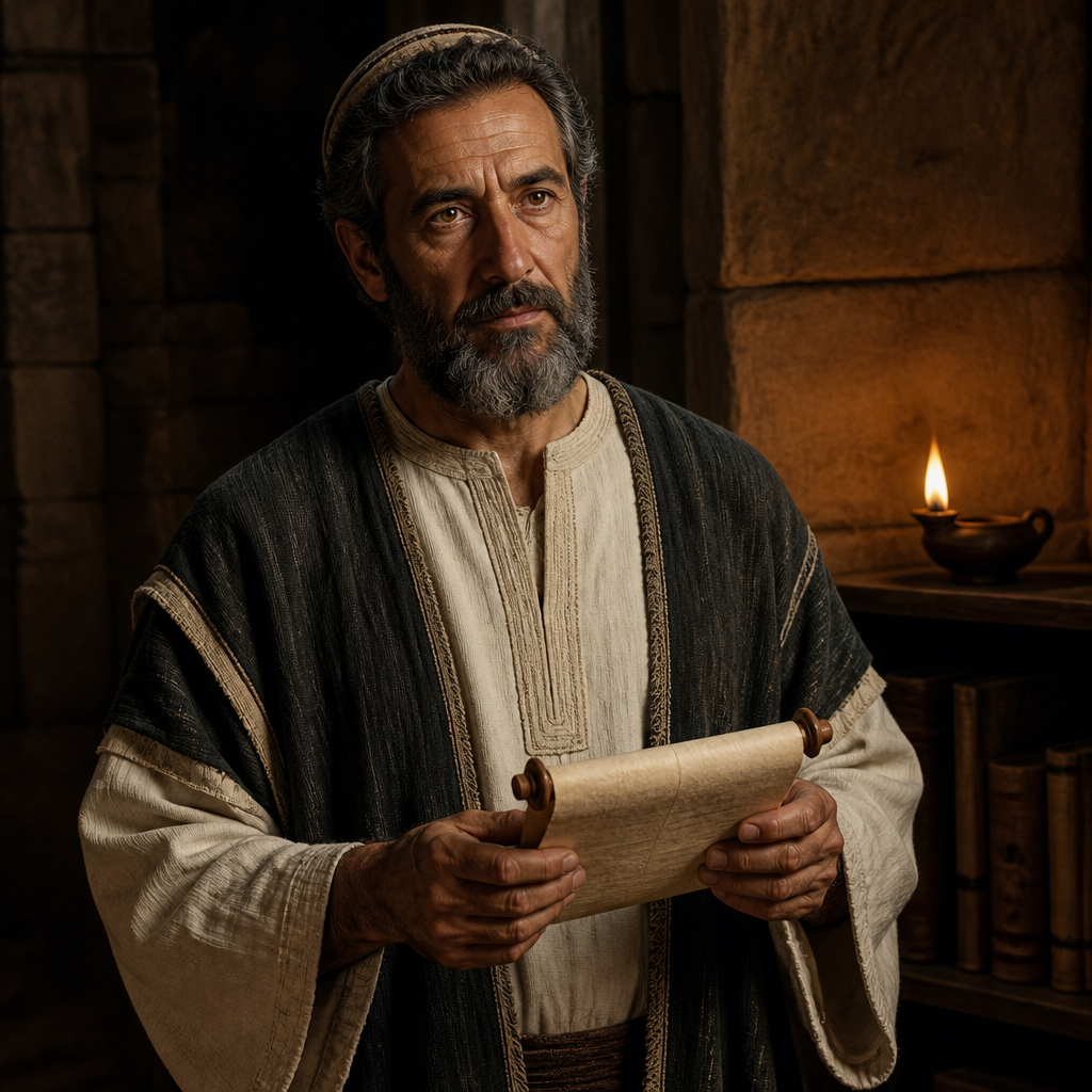 Oil-painting style portrait of Zichri, Levite of the Return, Levite ancestor of Mattaniah who returned from the Babylonian exile