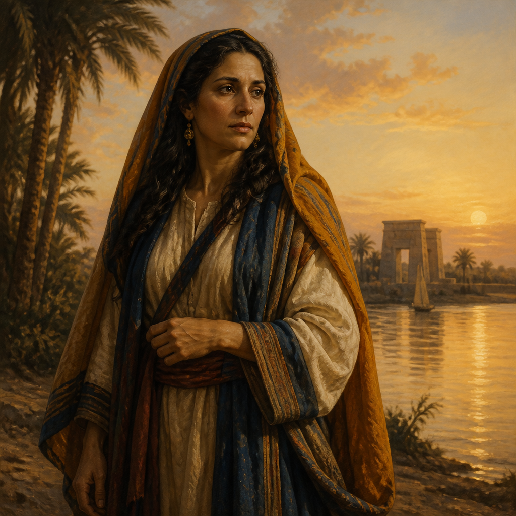 Oil-painting style portrait of Sarah, Matriarch of Israel and mother of Isaac who conceived in her old age