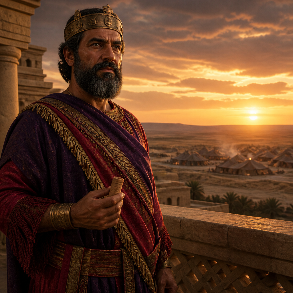 Oil-painting style portrait of Abimelech, King of Gerar, King of Gerar who made covenants with Abraham and Isaac