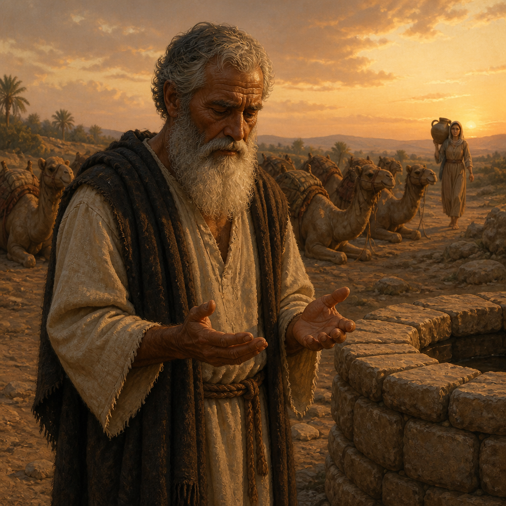 Oil-painting style portrait of Abraham's Servant Sent for Rebekah, Chief steward who found Rebekah for Isaac