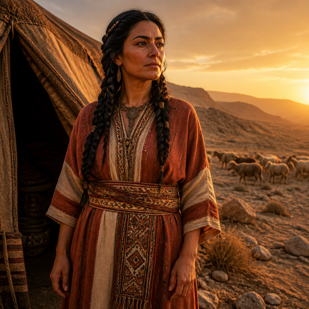 Oil-painting style portrait of Adah, Wife of Esau, Wife of Esau and mother of his firstborn son Eliphaz