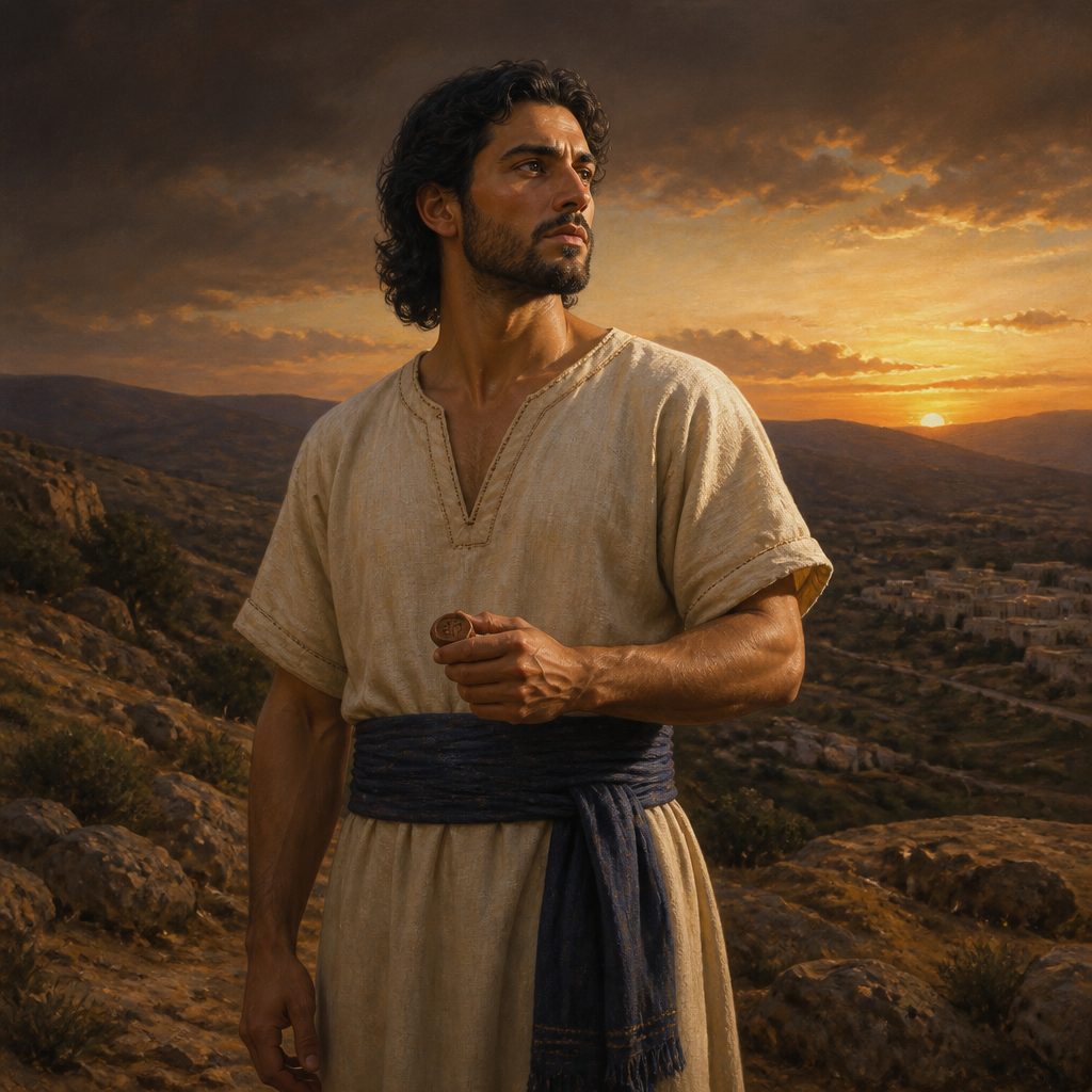 Oil-painting style portrait of Ahihud, Son of Gera, Benjamite descendant of Ehud mentioned in the genealogies of 1 Chronicles