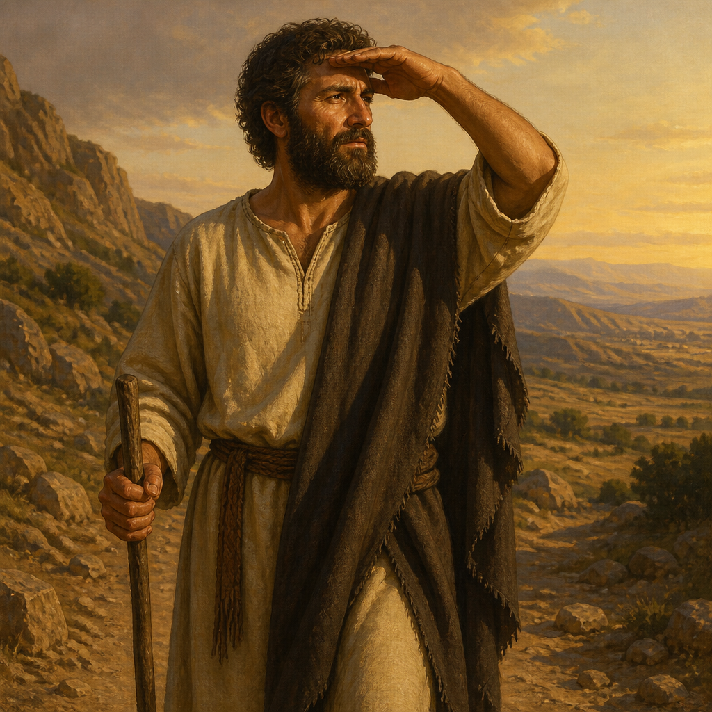 Oil-painting style portrait of Ahijah, Son of Ehud, Benjamite descendant of Ehud who was carried into exile to Manahath